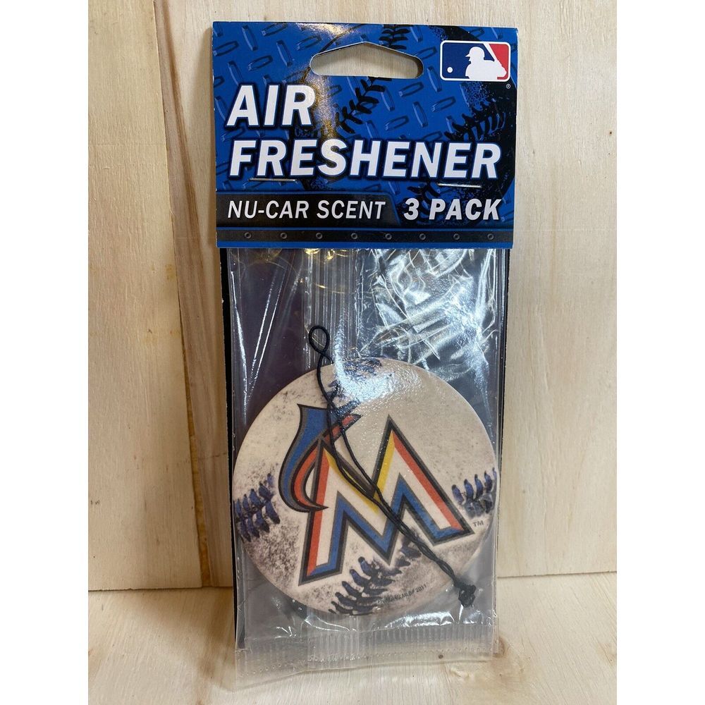 Miami Marlins MLB Baseball‎ Air Freshener 3 Pack New Car Scent NEW
